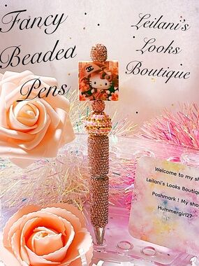 Fancy beaded pen/gifts/pink beads/hello kitty/girly